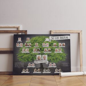 Personalizowane Drzewo Genealogiczne - "Czarno na Białym" poziom